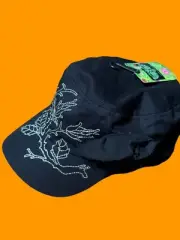 Angela & William Embroidered Flat Cap Hat Womens Floral Black Y2K One Size