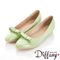 在飛比找momo購物網優惠-【Diffeny】優雅女伶 漆皮蝴蝶結內增高尖頭鞋(綠)