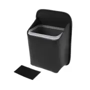 Car Trash Can Hanging Front Rear Seats Faux Leather Trash Bin Black 1 Pc