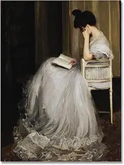 [uoyien] Vintage French Canvas Wall Art Famous Artwork Woman Reading Portrait Oil Painting Dark Academia Aesthetic Print 19th Century Antique Poster Retro Gallery Home Decor For Bedroom 12x16in Unframed