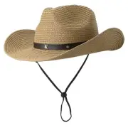 Straw Cowboy Hats for Toddler Girls Boys Summer Sun Hat Belt Buckle Cowgirl West