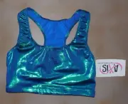 NWT Axis Racer Back Tank Bra Top Crop Top Iridescent Jewel Teal Ladies