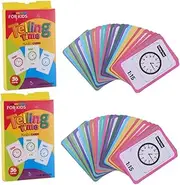 KOMBIUDA 2pcs Educational Telling Flash Cards for Interactive Teaching Game for Grades Learn Analog Digital Clocks Fun Early Learning Tool Present