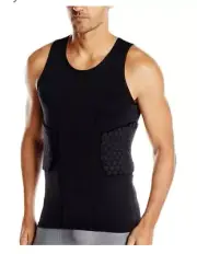 DGXINJUN Men's Padded Compression Shirt Training Vest(3-Pad) Sleeveless XL