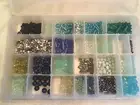 2.75 Lbs Mixed Lot Beads Agate Jade Lapis Glass Sorted in Plastic Container