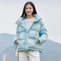 在飛比找蝦皮商城優惠-Semir 羽絨服女士暈染全連帽麵包大衣時尚冬季甜美酷超大外