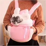 Warm Pet Carrier Bag Small Cat Dogs Backpack Winter Plush Pets Cage For Outdoor Travel Pet Hanging Chest Bags 6kg Load-bearing (Color : Pink, Size : Medium)