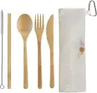 Take Along Eco Friendly Reusable Bamboo Knife Fork Spoon Straw Utensil
