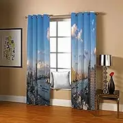 Exquisite Curtains for Kids Bedroom City & River W168cm (66") x D183cm (72") x 2 3D Pattern Microfiber Blackout Fabric Eyelet Window Drapes for Kids Nursery Playroom 2 Panels