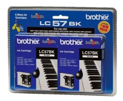 Brother Genuine LC-57BK2PK Black TwinPack - DCP 130C 150C 330C 350C 540CN 560CN