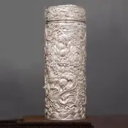 999 Pure Silver Vacuum Cup Insulated Water Bottle Heat Insulation Sutra Cloud