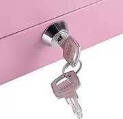 Portable Lockable Steel Petty Cash Money Safe Box with Keys Smooth Handle Mini Security Box for Home Office Traveling, Mini Security for Jewelry Coin Storage (Small Pink)