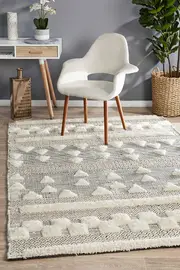 1x Rug Culture Ivory Handmade Wool Cotton & Viscose Scandi Flatwoven Rug