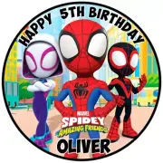 SPIDEY & HIS AMAZING FRIENDS Edible Cake Topper Rice Wafer Paper PERSONALISED