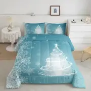 Merry Christmas Comforter Set King Size,Glitter Xmas Trees Shiny Light Decor ...