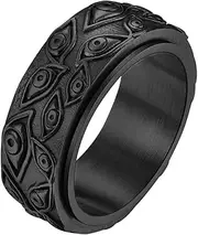 nylry Titanium Stainless Steel Spinner Ring Eye of God Ring Vintage Engraved Eye of Providence Stress Relieving Anxiety Rings All Seeing Eye of Horus Ring Fidget Ring for Men Women Size 7-12