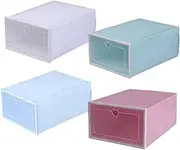 Zerodeko 4Pcs Heart Pattern Shoes Storage Box Organizer with Clamshell Design for Home Shoe Storage Space Saving