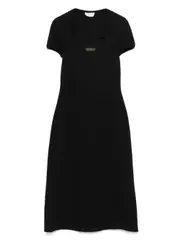 [Alexander Mcqueen] Alexander Mcqueen-Abito Midi Elasticizzato A Coste Con Placca Logo-Donna 44 IT