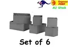 6x IKEA SKUB Box Storage Organiser Wardrobe Belt Socks Jewellery Drawer GREY