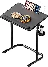 TV Tray Table,Extra Large with Wrist Rest,Snack Table with Height Adjustment & 90° Adjustable Tilt Angle,TV Dinner Table with Cup Holder for Sofa,Bedside,Laptop,Work,Eating-Black