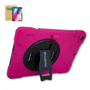 StylePro combo, iPad 7th, 8th & 9th gen case with tempered glass screen protector & rotating stand, 10.2, pink.