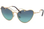NEW Miu Miu MU55RS 7OE5R2 Cat eye Sunglasses, Antique Gold / Azure Dark Blue