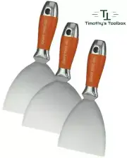 Kraft 1-Piece Sure Grip All-Stainless Putty Knife Set (4”, 5”, 6”)