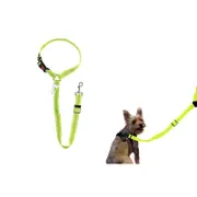 Removable Dog Seat Belt Harness Adjustable Dog Car Pet Seat Belt for Vehicle Headrest-Green