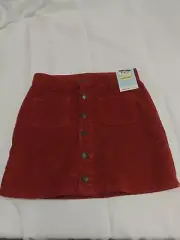 Cat & Jack Girls Red Corduroy Button Up Skirt