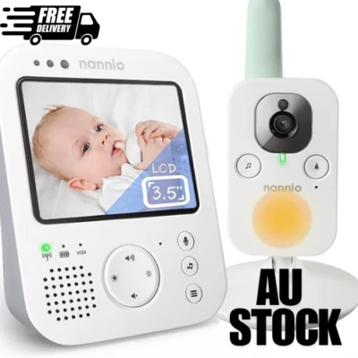 NANNIO Hero3 Portable Baby Monitor with Video & Night Light 3.5-Inch Long Range