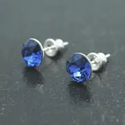 Silver and Sapphire Stud Earrings