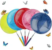 SKRTUAN Kids Telescopic Butterfly Nets, 5 Pack Colorful Insect Net Perfect Outdoor Tools for Catching Bugs Fish Insect Ladybird, Extendable 34 Inches and Anti Slip Grip