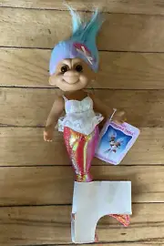 Troll Doll My First Mermaid, Russ Poseable Pink Iridescent Vintage New Old Stock
