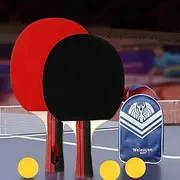 Ping Pong Paddle Set with 3 Balls, Table Tennis Racket with Carrying Case for Beginners Indoor/Outdoor Games