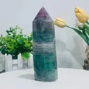 1100g Natural Fluorite Crystal Obelisk Quartz Tower Healing Wand Point