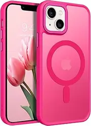 GaoBao Strong Magnetic for iPhone 13 Mini Case, Slim Fit iPhone 13 Mini Phone Case [Compatible with MagSafe] Classic Shockproof Translucent Matte Protective Cover for iPhone 13 Mini 5.4", Hot Pink