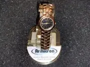 Woman's Armitron 25/6166 Round Gold Tone Bracelet Band Wristwatch Watch - NEW