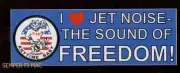 I LOVE JET NOISE FREEDOM US NAVY USS BUMPER STICKER ZAP F-14 TOMCAT TOPGUN GIFT