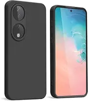 [WBWONE] Case for Huawei Honor 90 Smart/Honor X7b Case, Silicone Mobile Phone Case with Fabric Lining Thin Soft TPU Soft Shockproof Protective Cover - Black