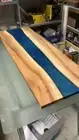 Blue Epoxy Resin Table Walnut Wood Table Top Custom Order For Kitchen Slabs