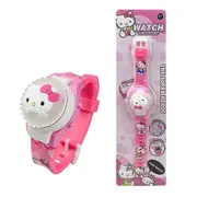 3d Sanrio Cartoon Kids Watch Flashing Light Up Glow Digital Watches Spinning Top Flip Cover Wristwatch Gift -NMAOV Hello Kitty