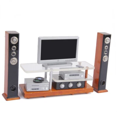 1:12 Doll House Model Mini Furniture Modern Audio Tv Cabinet Set Home Theater