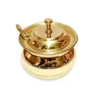 Brass Multipurpose Ghee/Pickle Container with Embossed Designer Spoon (400 ml)