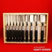 Japanese Chisel Set of 10 Oiire Nomi Ebony Handle Single Bevel Boxed Miki Banshu
