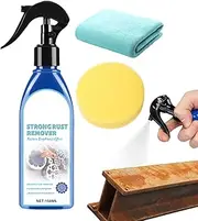 Rust Remover Spray, 150ml Rust Stain Remover, Professional Long-Lasting Metal Polish with Sponge and Towel for Bolt Wheel Hub Car Home