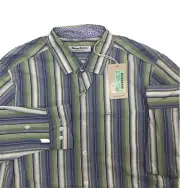 Tommy Bahama Men's, Long Sleeve Button Up Striped Shirt, Sun Jade, M