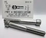 5/16-18x2-1/2 Hex Socket Head Cap Screws Stainless Steel (7)