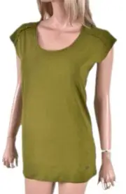 New Burberry Brit $150 Women's Caper Green Cotton Hip Logo T Shirt