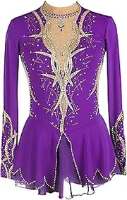 [Zagitova] Ice Figure Skating Dress for Girls Back Zipper Women Patchwork Competition Dance Clothing with Shiny Rhinestone