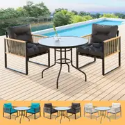 ALFORDSON 3PCS Outdoor Patio Furniture Bistro Set Lounge Sofa Table Chairs Garden